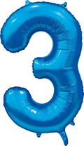 Folienballon Zahl 3 Satin Blau