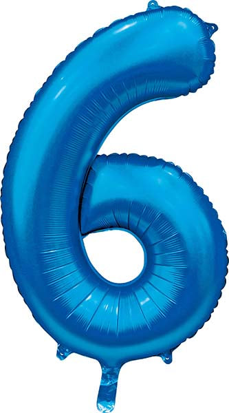 Folienballon Zahl 6 Satin Blau