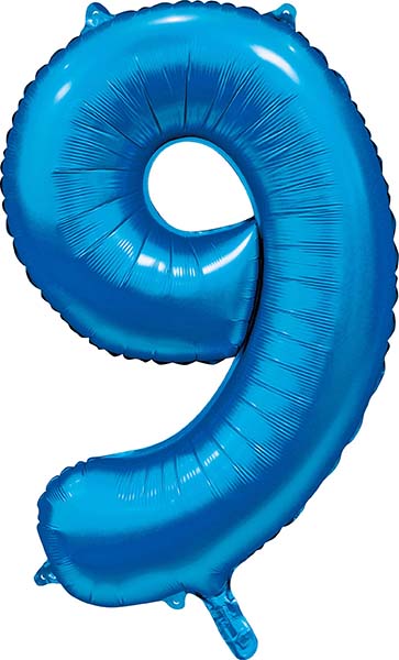 Folienballon Zahl 9 Satin Blau