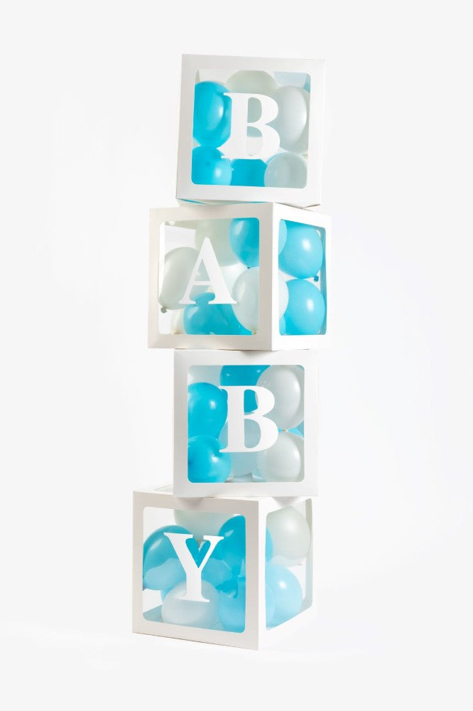 Ballon-Boxen Set 4 Stück - mit LOVE & BABY Aufklebern