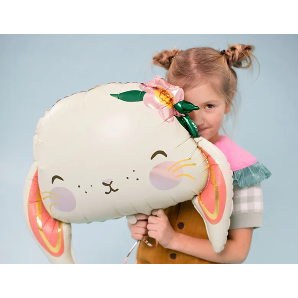 Folienballon Hase mit Blume Creme