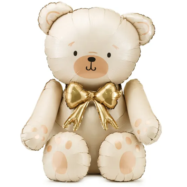 Folienballon Teddybär mit goldener Schleife