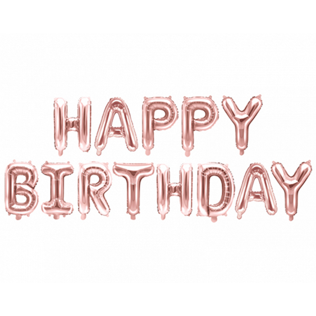 Folienballon Schriftzug "Happy Birthday" Rosegold