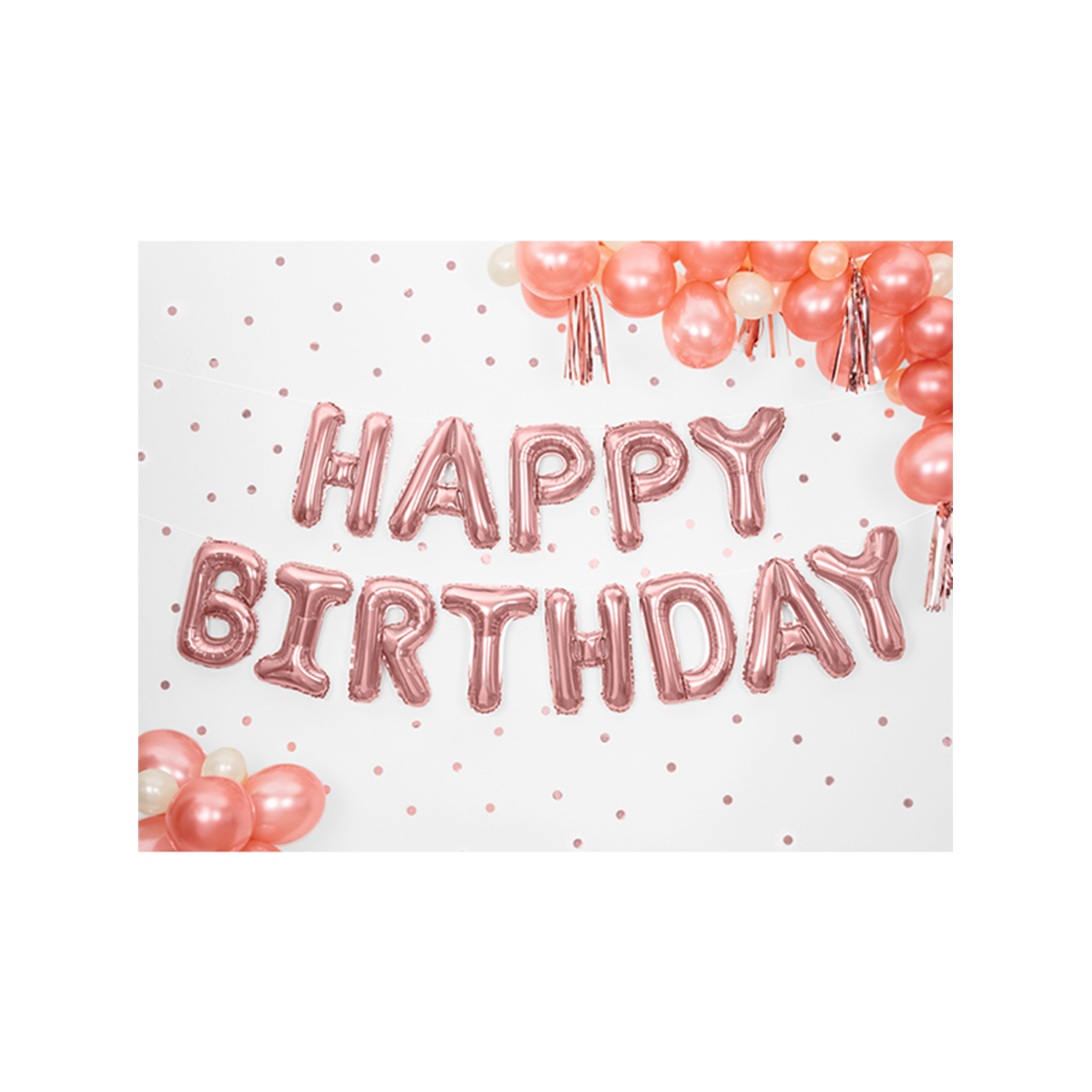 Folienballon Schriftzug "Happy Birthday" Rosegold