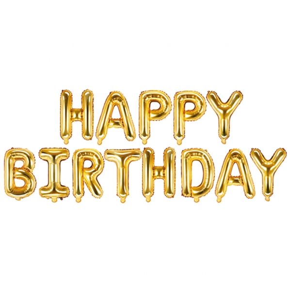 Folienballon Schriftzug "Happy Birthday" Gold