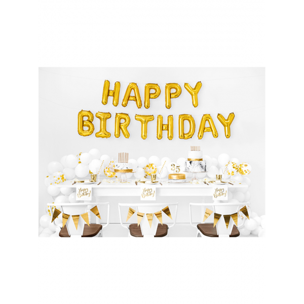 Folienballon Schriftzug "Happy Birthday" Gold