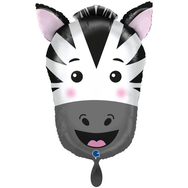 Folienballon Zebra-Kopf Schwarz Weiß
