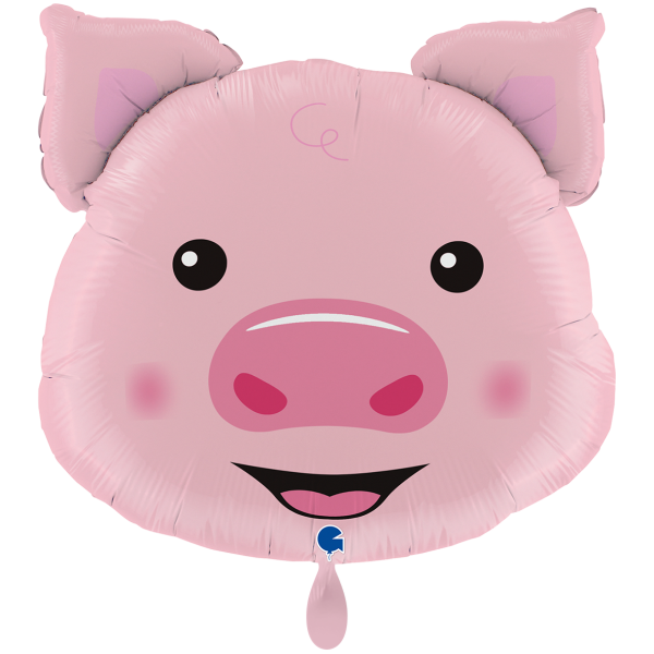 Folienballon Schweinchen-Kopf Rosa
