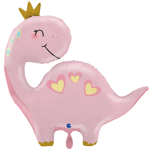 Folienballon Dinosaurier Prinzessin Rosa Gold