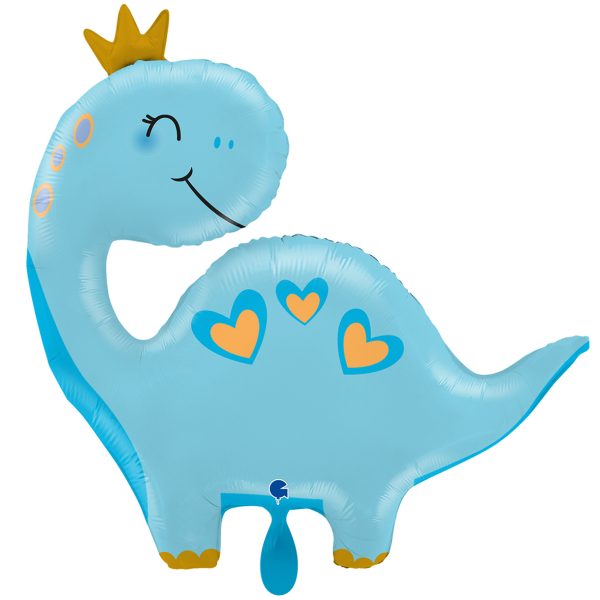 Folienballon Dinosaurier Prinz Hellblau Gold