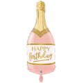 Folienballon Sektflasche Happy Birthday Rosa Gold