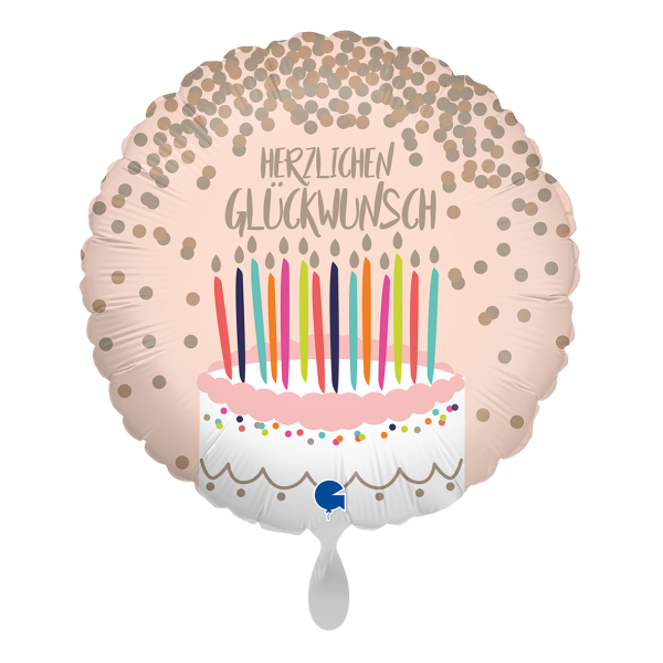 Herzlichen Glückwunsch Folienballon - Geburtstagstorte - 45cm