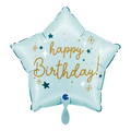 Happy Birthday Folienballon - Stern Hellblau & Gold - 45cm