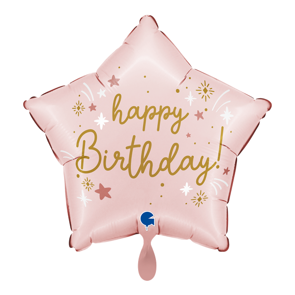 Happy Birthday Folienballon - Stern Rosa & Gold - 45cm