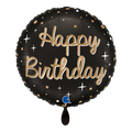 Happy Birthday Folienballon - Schwarz & Gold - 45cm