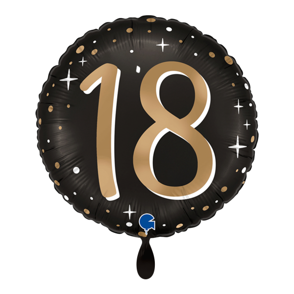 Folienballon 18. Geburtstag Schwarz Gold 45cm