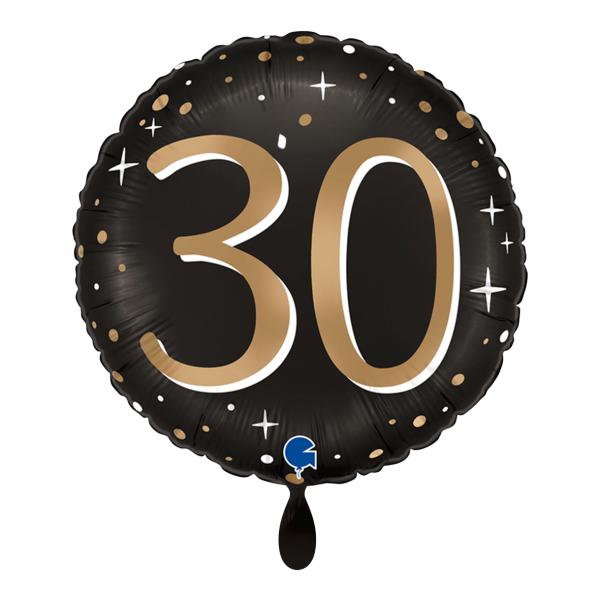 Folienballon 30. Geburtstag Schwarz Gold 45cm