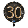 Folienballon 30. Geburtstag Schwarz Gold 45cm