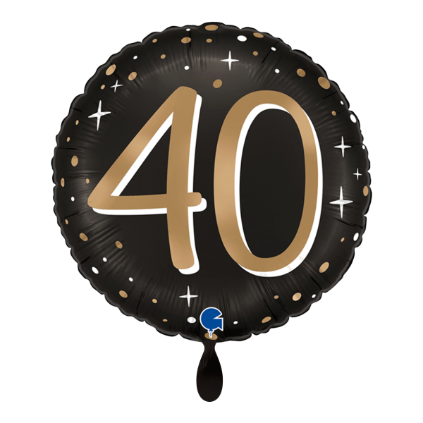 Folienballon 40. Geburtstag Schwarz Gold 45cm