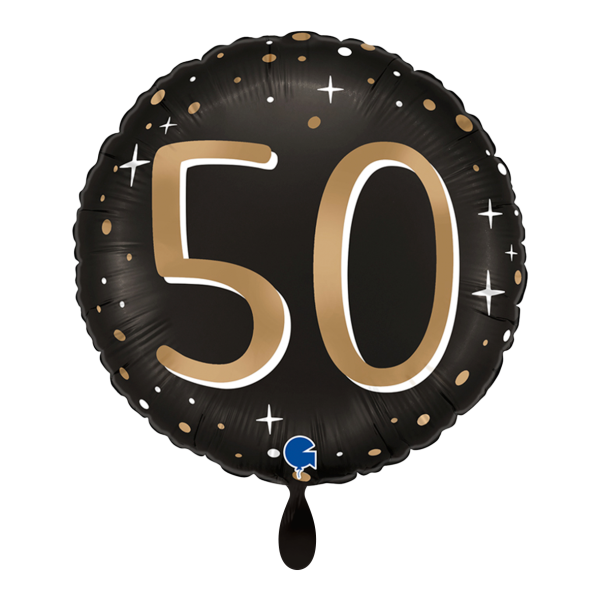 Folienballon 50. Geburtstag Schwarz Gold 45cm