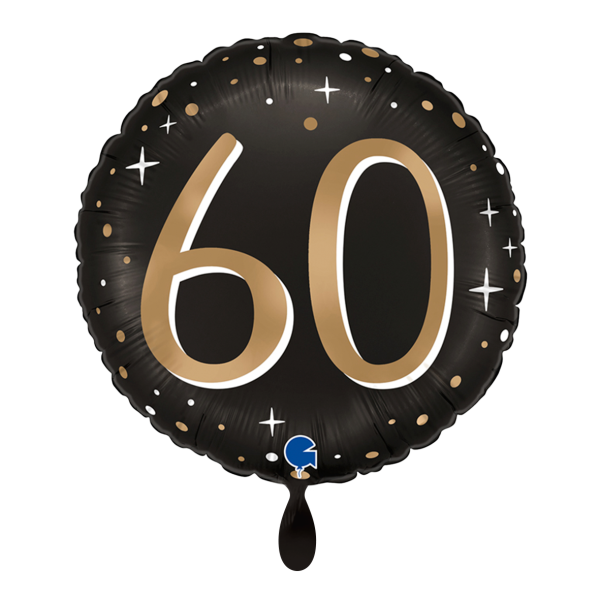 Folienballon 60. Geburtstag Schwarz Gold 45cm