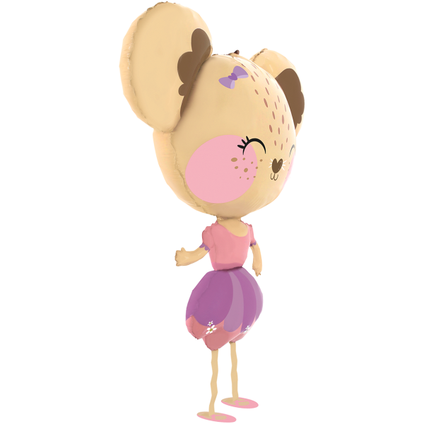 Folienballon Maus Ballerina Beige Lila