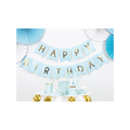 Bannergirlande "Happy Birthday" Hellblau & Gold