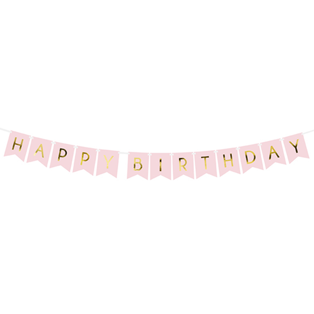 Bannergirlande "Happy Birthday" Rosa & Gold