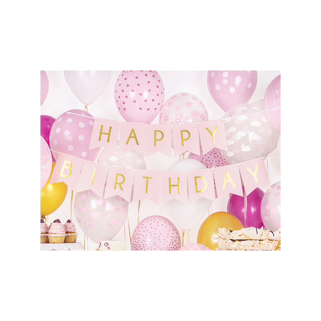 Bannergirlande "Happy Birthday" Rosa & Gold