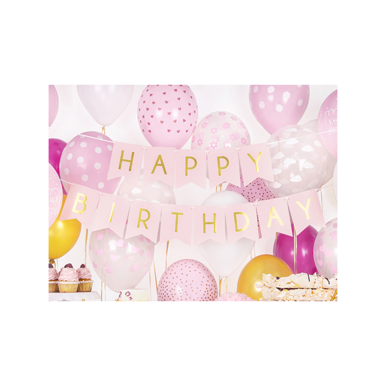 Bannergirlande "Happy Birthday" Rosa & Gold