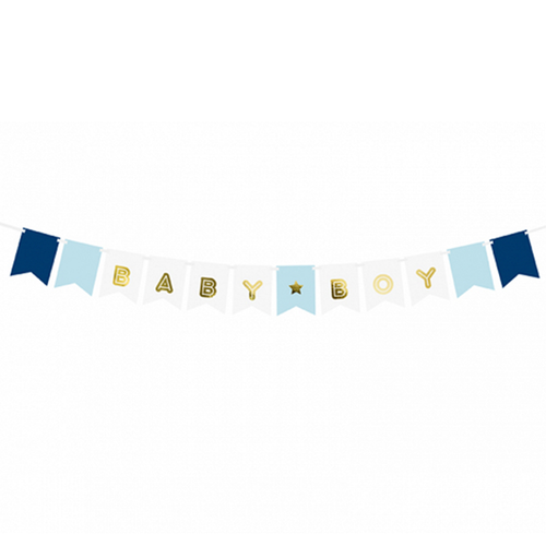 Bannergirlande "Baby Boy" Mehrfarbig