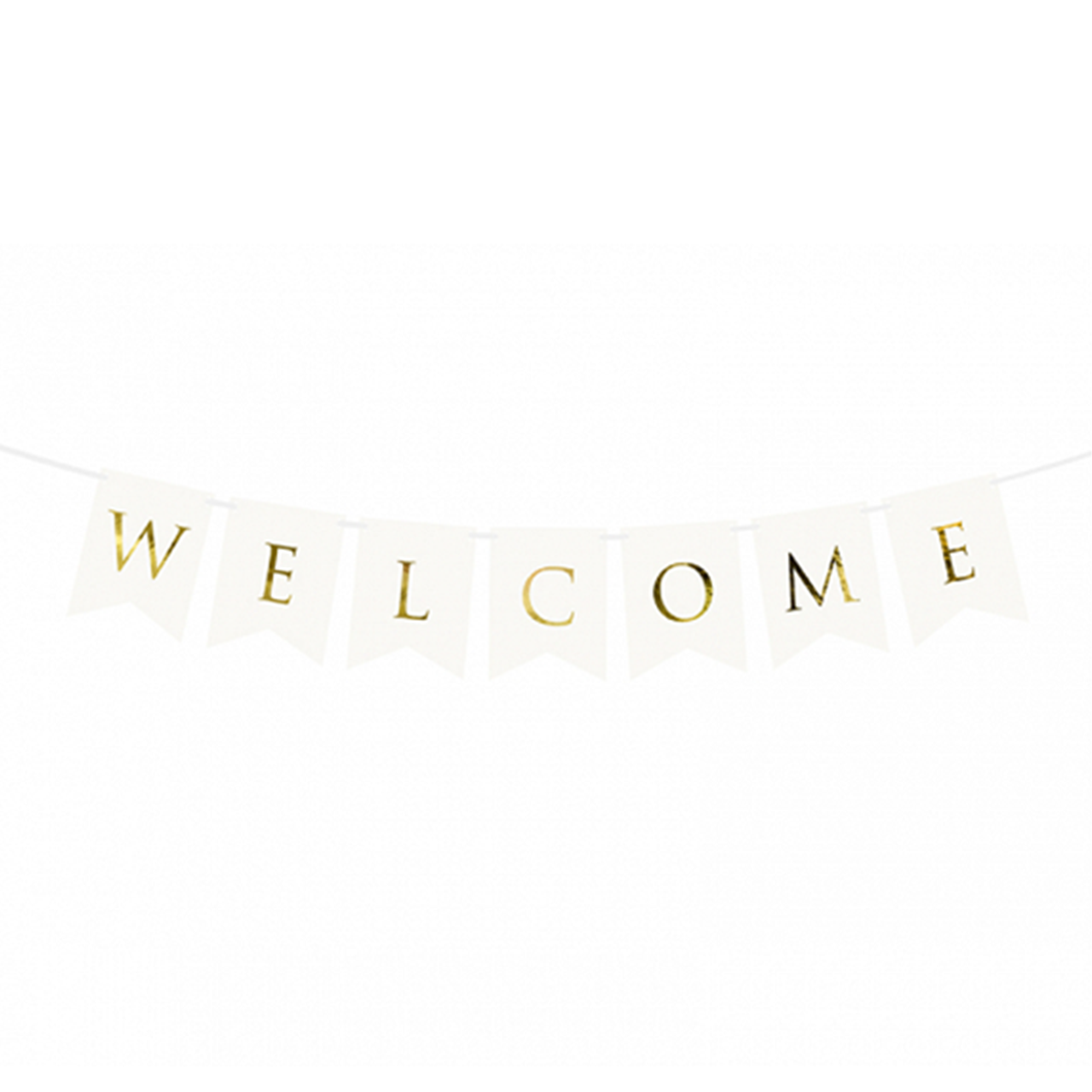Bannergirlande "Welcome" Weiss & Gold