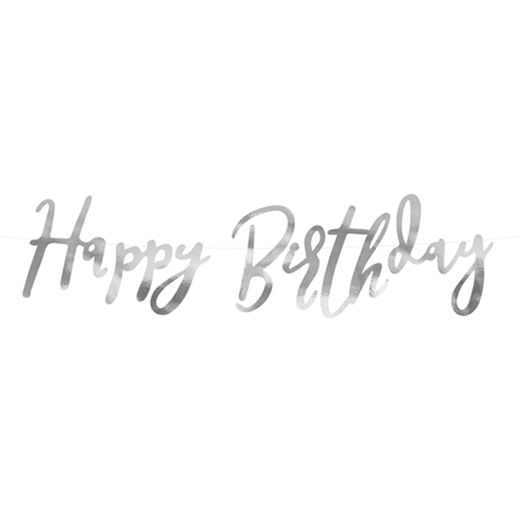 Bannergirlande "Happy Birthday" Silber