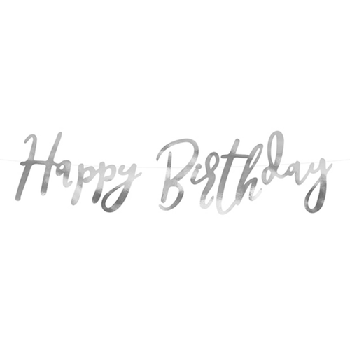 Bannergirlande "Happy Birthday" Silber