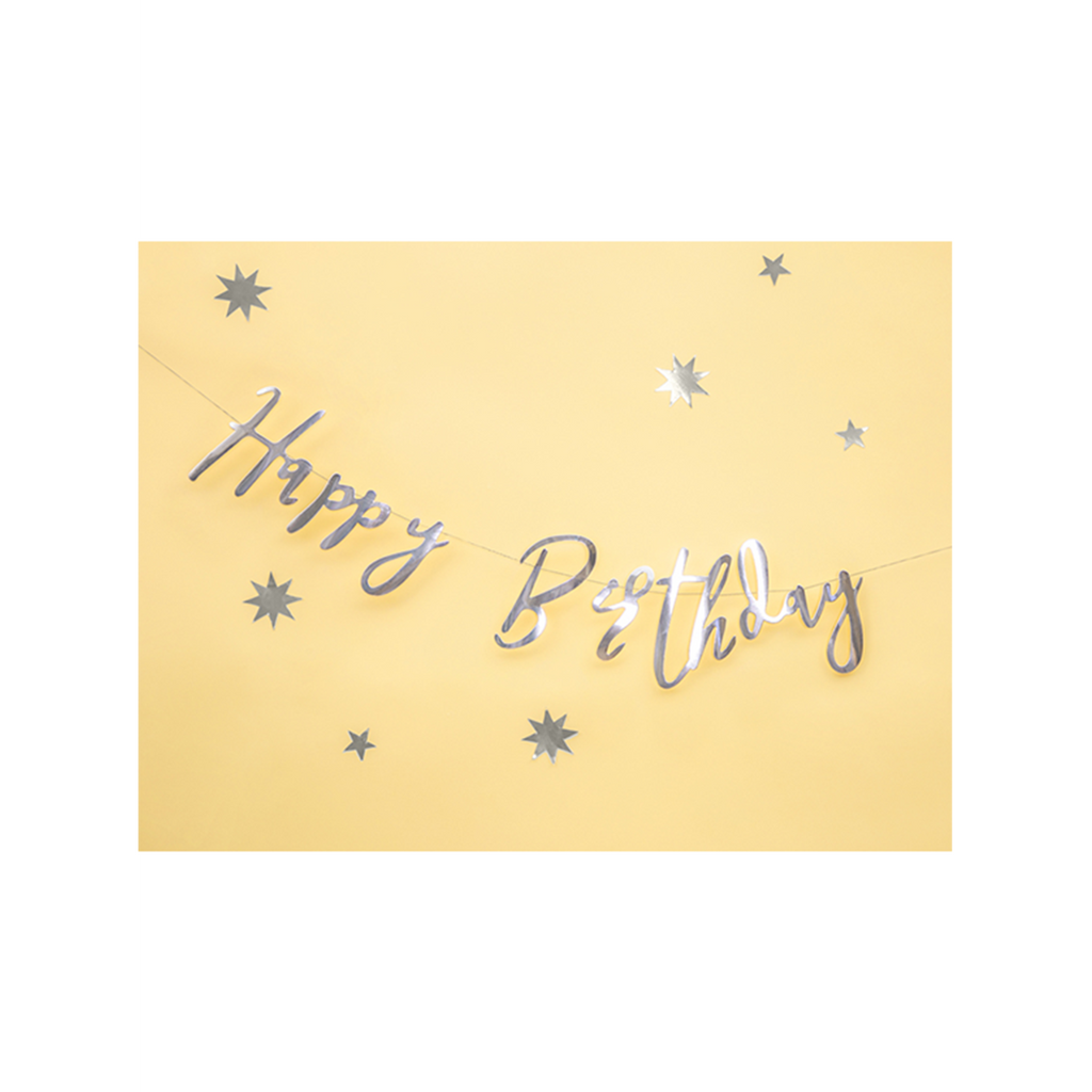 Bannergirlande "Happy Birthday" Silber