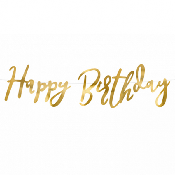 Bannergirlande "Happy Birthday" Gold