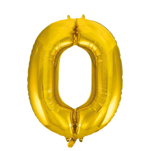 Folienballon Zahl 0 Gold
