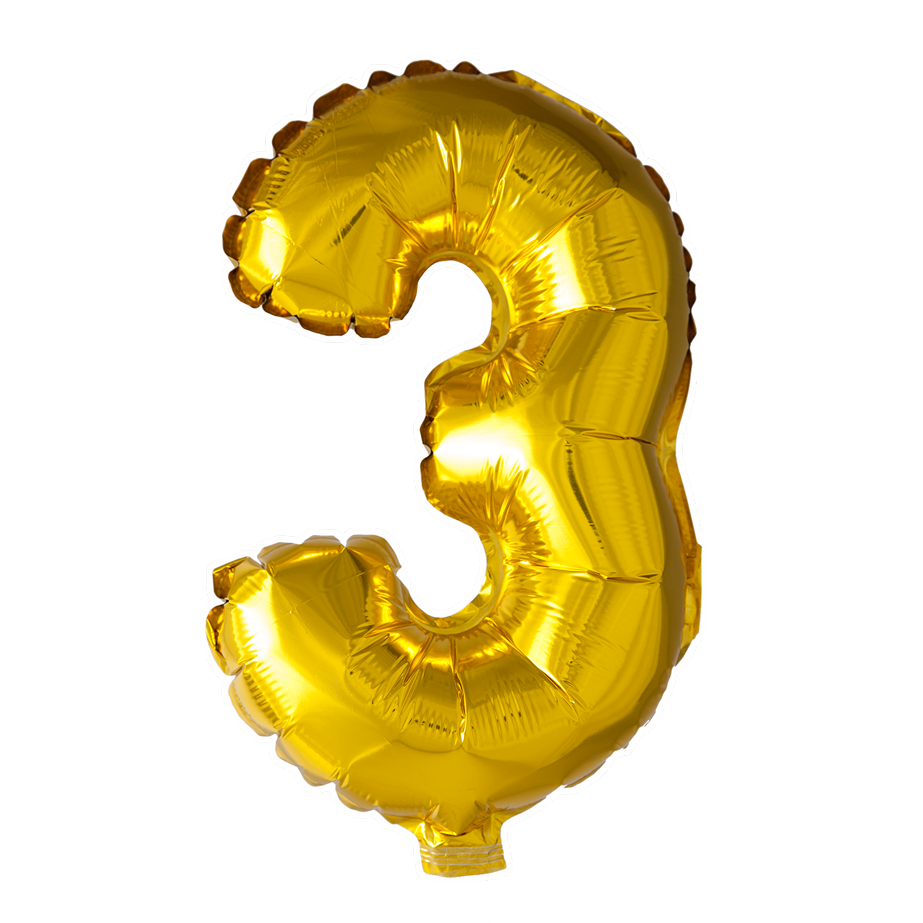 Mini Folienballon Zahl 3 Gold