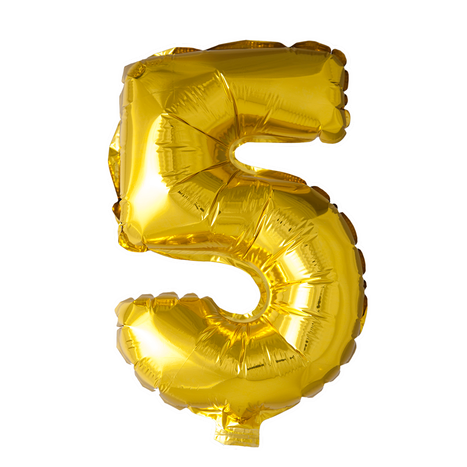 Mini Folienballon Zahl 5 Gold