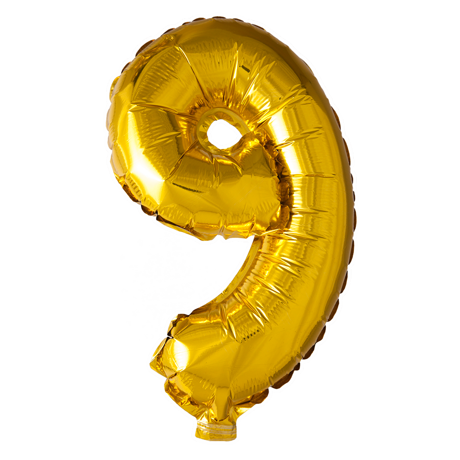 Mini Folienballon Zahl 9 Gold