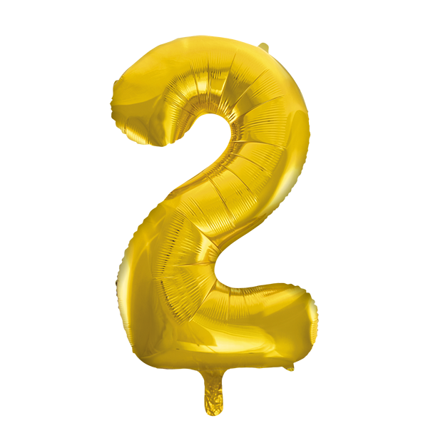 Folienballon Zahl 2 Gold