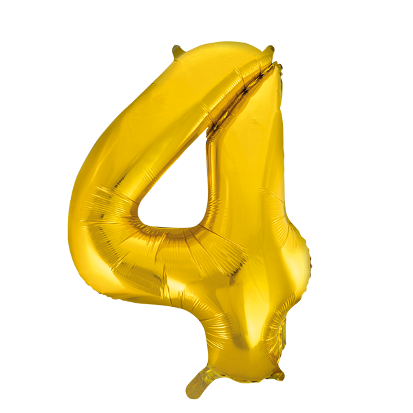 Folienballon Zahl 4 Gold