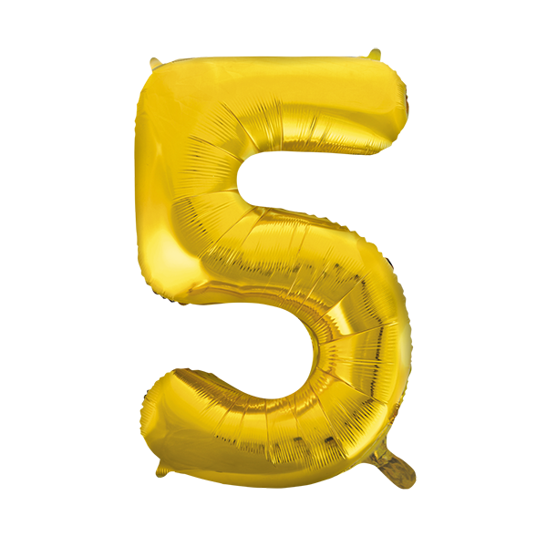 Folienballon Zahl 5 Gold