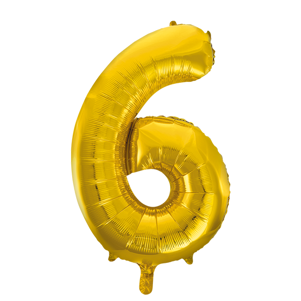 Folienballon Zahl 6 Gold