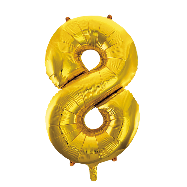 Folienballon Zahl 8 Gold