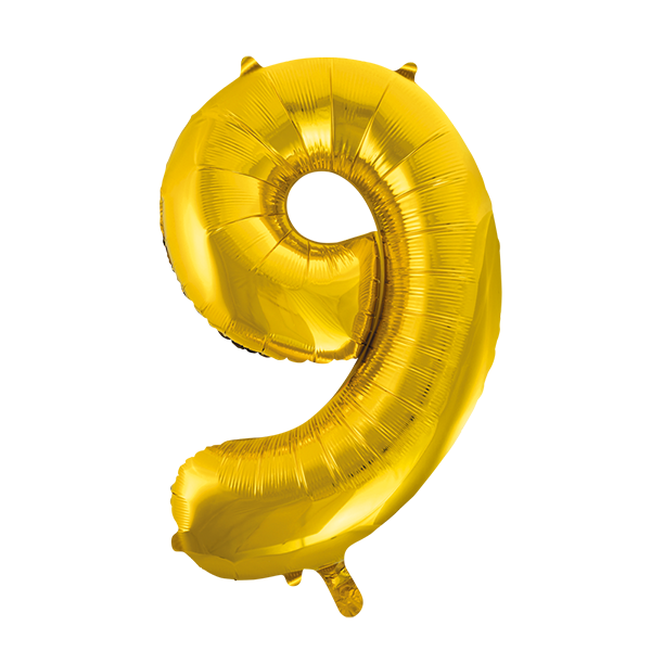 Folienballon Zahl 9 Gold