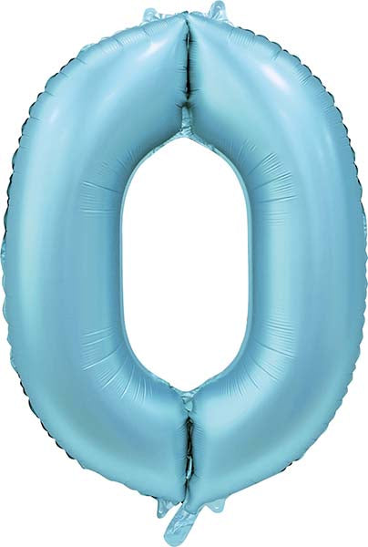 Folienballon Zahl 0 Satin Hellblau