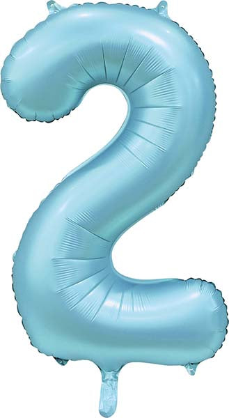 Folienballon Zahl 2 Satin Hellblau