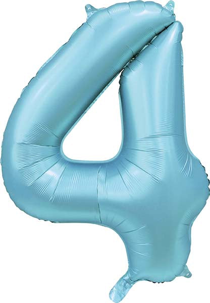 Folienballon Zahl 4 Satin Hellblau