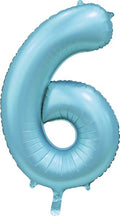 Folienballon Zahl 6 Satin Hellblau
